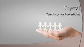  Presentation with shake hand - Cool new presentation design with human-shape-in-paper-cut backdrop and a light gray colored foreground