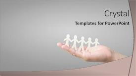  Presentation with shake hand - Presentation design featuring human-shape-in-paper-cut background and a light gray colored foreground