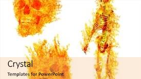 Presentation with flame - Beautiful presentation design featuring human skeleton ans skulls backdrop and a yellow colored foreground