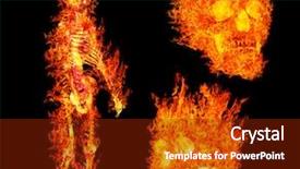  Presentation with flame - Colorful presentation theme enhanced with human skeleton ans skulls backdrop and a tawny brown colored foreground