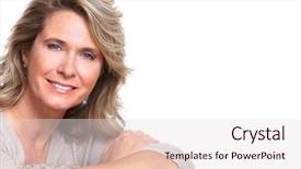  Presentation with senior heands - Beautiful slide deck featuring human skin - happy senior woman portrait isolated backdrop and a lemonade colored foreground