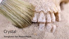  Presentation with brush - PPT layouts consisting of homosapiens - human skull in sand background and a light gray colored foreground