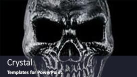  Presentation with skull - Colorful presentation theme enhanced with human-skull-isolated-on-black backdrop and a tawny brown colored foreground