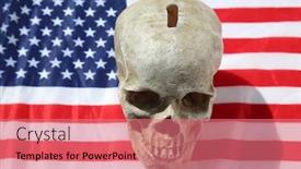  Presentation with american flag - Beautiful slide deck featuring human-skull-savings-bank backdrop and a coral colored foreground