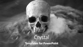  Presentation with grim reaper - Presentation theme featuring human-skull-spooky-human-skull background and a gray colored foreground