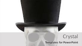  Presentation with top hat - Amazing presentation design having human-skull-with-extra-tall backdrop and a light gray colored foreground