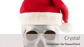  Presentation with skull - Audience pleasing presentation theme consisting of human-skull-with-santa-claus backdrop and a light gray colored foreground