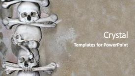  Presentation with kutna hora - PPT theme consisting of human skulls and bones kutna hora czech background and a gray colored foreground