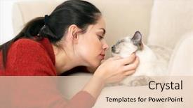  Presentation with cat - Audience pleasing PPT theme consisting of human strokes - beautiful young woman with cute backdrop and a  colored foreground