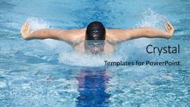  Presentation with stroke - Beautiful slide set featuring human strokes - dynamic and fit swimmer backdrop and a light blue colored foreground