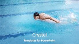  Presentation with swimmer - Amazing PPT theme having human strokes - swimmer in cap breathing performing backdrop and a teal colored foreground