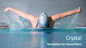  Presentation with stroke - Audience pleasing slide deck consisting of human strokes - woman swims using the butterfly backdrop and a teal colored foreground