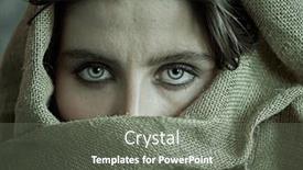  Presentation with human face - Presentation design with human-suffering-war-close-up background and a  colored foreground