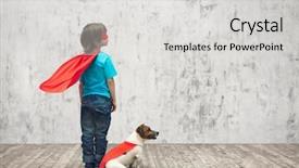  Presentation with superhero dog - Audience pleasing slide set consisting of human super power - little superhero with dog backdrop and a light gray colored foreground