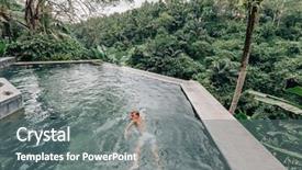  Presentation with infinity - Presentation design having human swimming in bali infinity background and a gray colored foreground