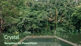 Presentation with infinity - Colorful presentation theme enhanced with human swimming in bali infinity backdrop and a tawny brown colored foreground