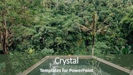  Presentation with swimming pool - Presentation theme consisting of human swimming in bali infinity background and a ocean colored foreground