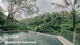  Presentation with swimming pool - Presentation design with human swimming in bali infinity background and a gray colored foreground