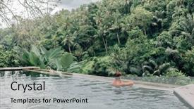  Presentation with infinity - Presentation with human swimming in bali infinity background and a light gray colored foreground