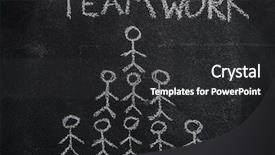  Presentation with pyramid - Cool new PPT theme with human team pyramid and teamwork backdrop and a dark gray colored foreground