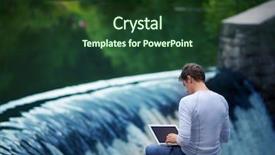  Presentation with bank - PPT layouts enhanced with human technology - man with notebook sitting background and a tawny brown colored foreground