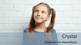  Presentation with pretty girl - Theme consisting of human thinking - cute pretty girl near light background and a light blue colored foreground