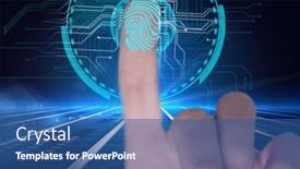  Presentation with microprocessor - Audience pleasing slide set consisting of human-thumb-over-biometric-scanner backdrop and a ocean colored foreground