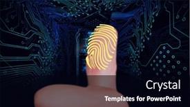  Presentation with biometric security - Presentation design consisting of human-thumb-scanning-over-biometric background and a black colored foreground