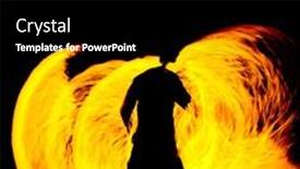  Presentation with flames - Cool new slide deck with human torch orange flames backdrop and a black colored foreground