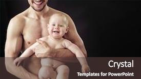  Presentation with black father - Presentation design featuring human torso - portrait of loving father background and a tawny brown colored foreground