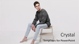  Presentation with fashion - Slides with human torso - stylish fashion man model sitting background and a  colored foreground