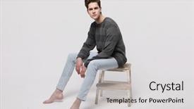  Presentation with makeup fashion model applying lipstick - PPT theme having human torso - stylish fashion man model sitting background and a light gray colored foreground