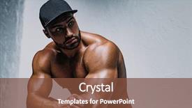  Presentation with black man - Theme having human torso - young man bodybuilder in black background and a tawny brown colored foreground