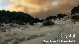  Presentation with tracks - Beautiful slides featuring human-tracks-on-the-deep backdrop and a gray colored foreground