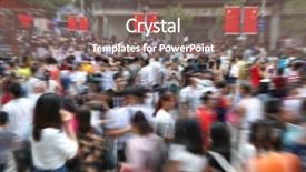  Presentation with china - Slides having crowds in shenzhen china background and a violet colored foreground