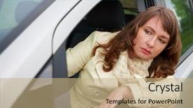  Presentation with stuck - Beautiful presentation theme featuring frustrated young woman stuck backdrop and a coral colored foreground