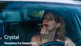  Presentation with lips - Cool new PPT layouts with homosapiens - girl makes up lips backdrop and a navy blue colored foreground