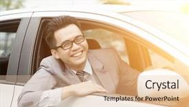  Presentation with driver - Theme enhanced with his car and smiling background and a lemonade colored foreground