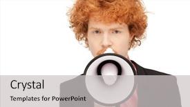  Presentation with human voice - Audience pleasing presentation theme consisting of human voice - bright picture of handsome man backdrop and a light gray colored foreground