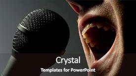  Presentation with microphone - Cool new PPT theme with human voice - close-up of man singing backdrop and a wine colored foreground