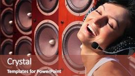  Presentation with voice - Amazing presentation theme having human voice - happy woman with headphones backdrop and a red colored foreground