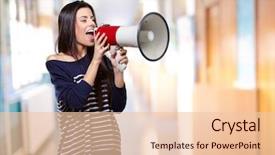  Presentation with human voice - Audience pleasing PPT layouts consisting of human voice - portrait of a female backdrop and a lemonade colored foreground