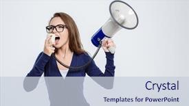  Presentation with voice - Presentation design featuring human voice - portrait of a young woman background and a lemonade colored foreground