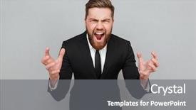  Presentation with human voice - PPT layouts with human voice - portrait of an angry bearded background and a gray colored foreground