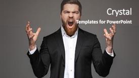  Presentation with human voice - Slide set featuring human voice - portrait of an angry young background and a gray colored foreground