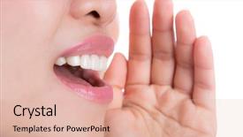  Presentation with human voice - Slide deck having human voice - yelling woman mouth close up background and a lemonade colored foreground