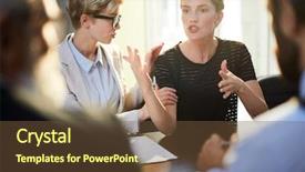  Presentation with point of view - Cool new PPT layouts with human voice - young annoyed woman voicing her backdrop and a tawny brown colored foreground