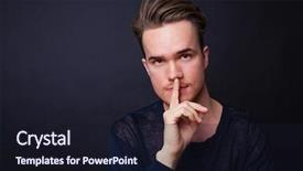  Presentation with activity graph showing an earthquake - Presentation theme featuring human voice - young man showing silence gesture background and a wine colored foreground