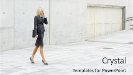  Presentation with young - PPT layouts featuring human walking - young attractive businesswoman background and a white colored foreground