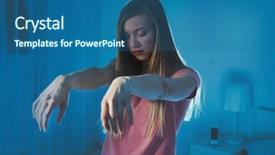  Presentation with sleepy driving - PPT theme having human walking - young sleepy woman suffering background and a ocean colored foreground